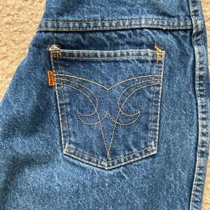 Rare Western style orange tag Levi’s from 1950s/1960s. High waist, wide leg.